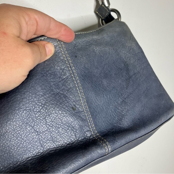 Fossil blue leather shoulder bag 12” x 6.5” x 3.75” - Picture 3 of 13